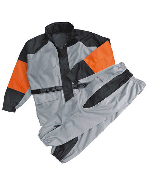 Image #1 - Milwaukee Leather Men's Waterproof Rain Suit with Reflective Piping, Silver, hi-res