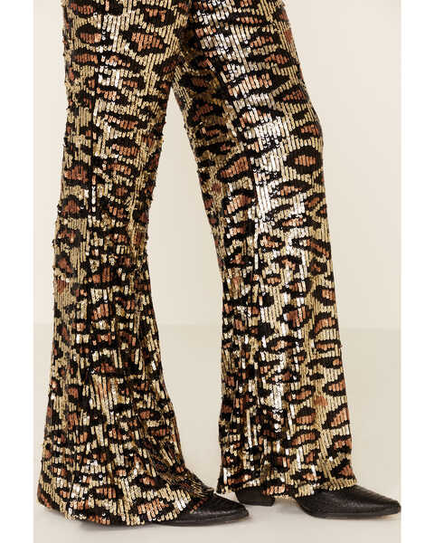 Image #5 - Show Me Your Mumu Women's Cheetah Sequin Gretta Flare Jeans, , hi-res