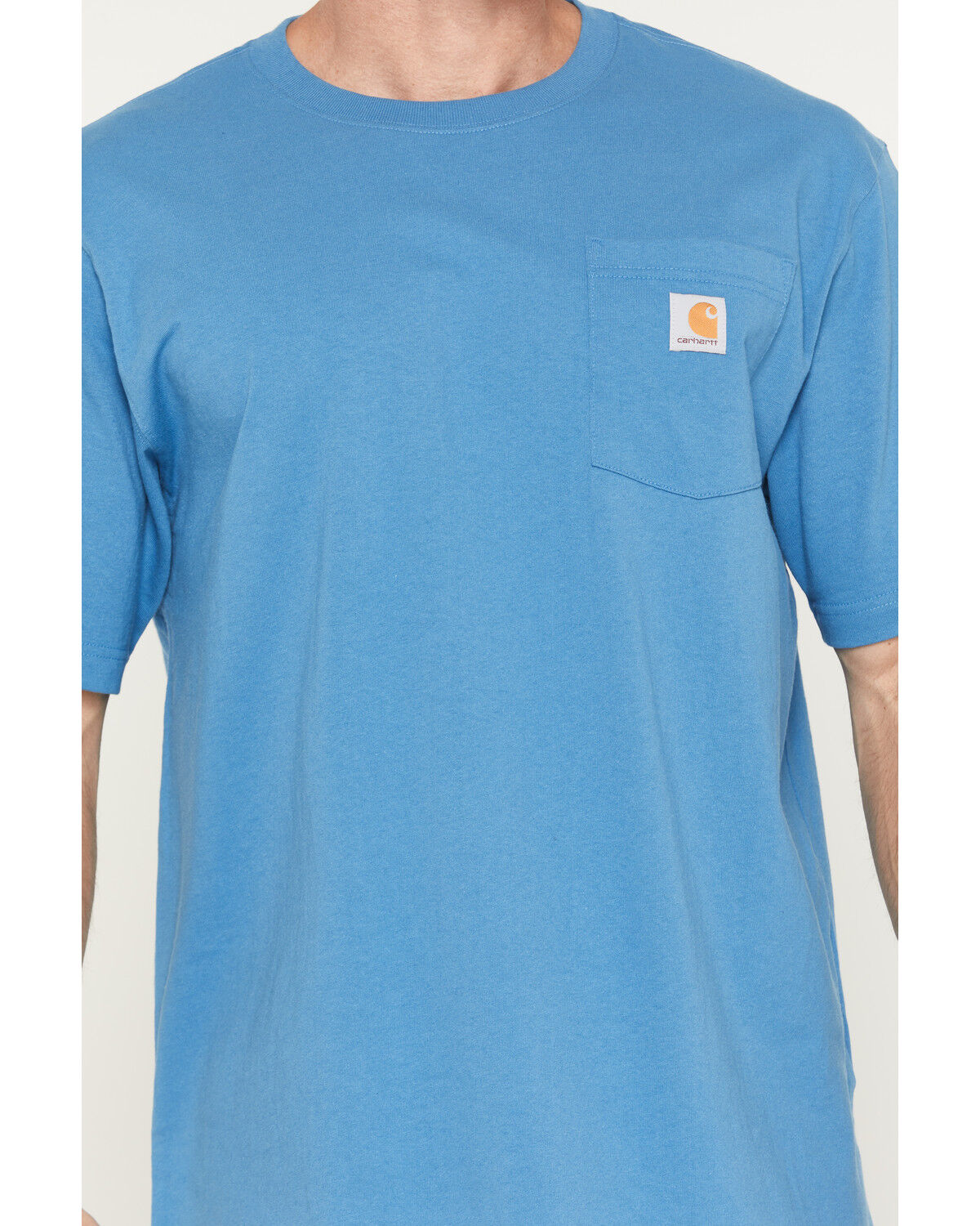Image #3 - Carhartt Men's Loose Fit Heavyweight Logo Pocket Work T-Shirt, Blue, hi-res