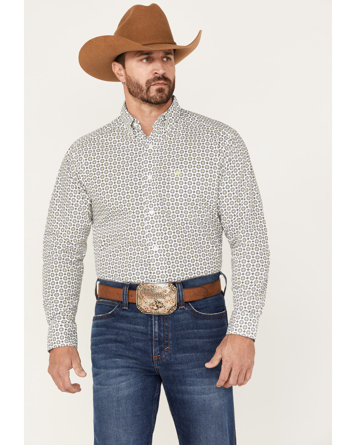 Image #1 - Ariat Men's Beaumont Geo Print Button-Down Western Shirt, , hi-res