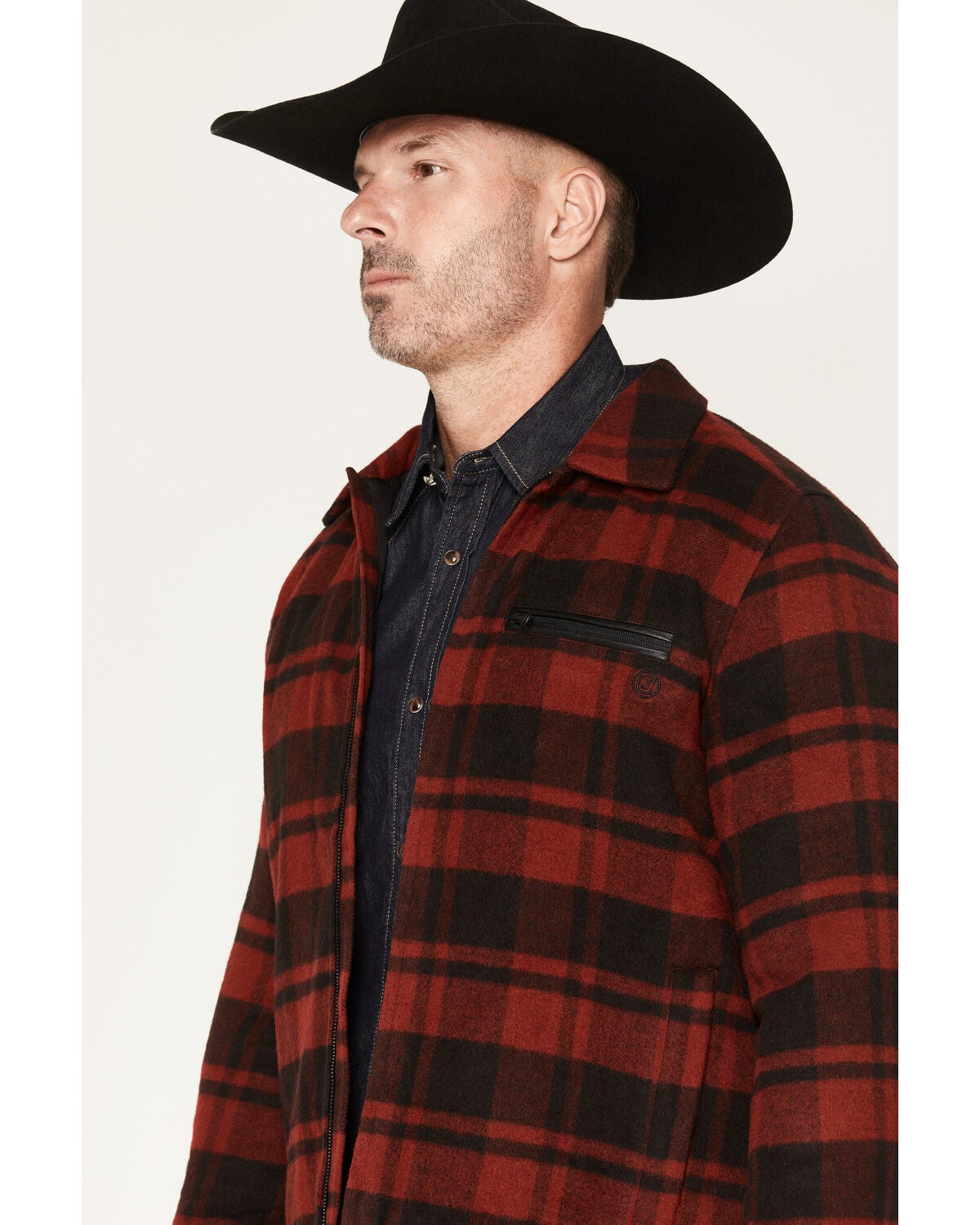 Image #2 - Cody James Men's Gainville Plaid Print Wool Jacket, Dark Red, hi-res