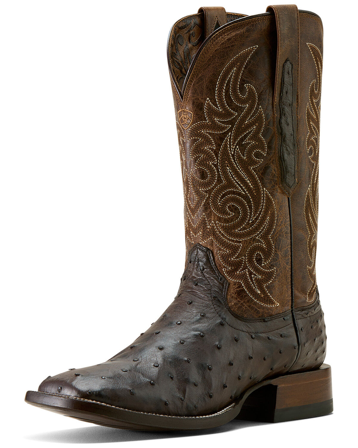 Image #4 - Ariat Men's Classic Cash Exotic Ostrich Western Boots - Broad Square Toe, Brown, hi-res