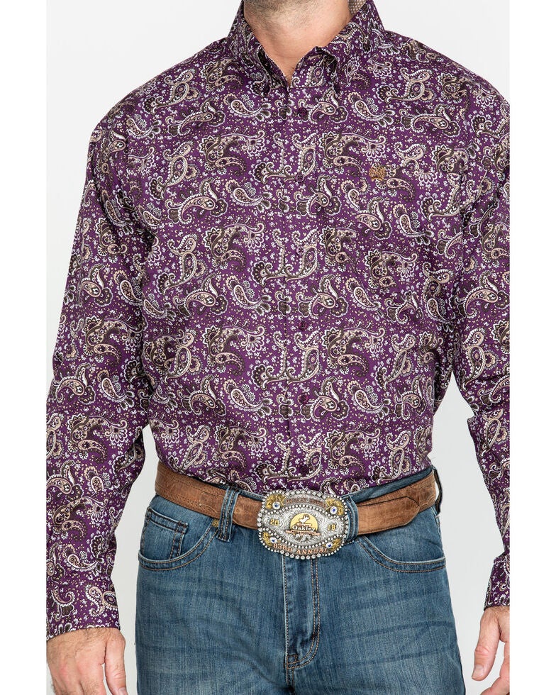 purple paisley cinch shirt