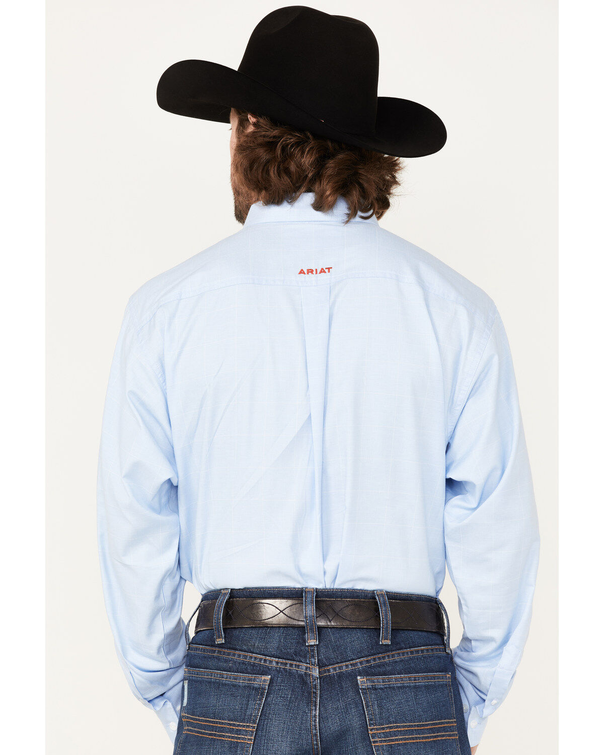 Image #5 - Ariat Men's Fisher Windowpane Plaid Print Long Sleeve Button Down Western Shirt, Blue, hi-res