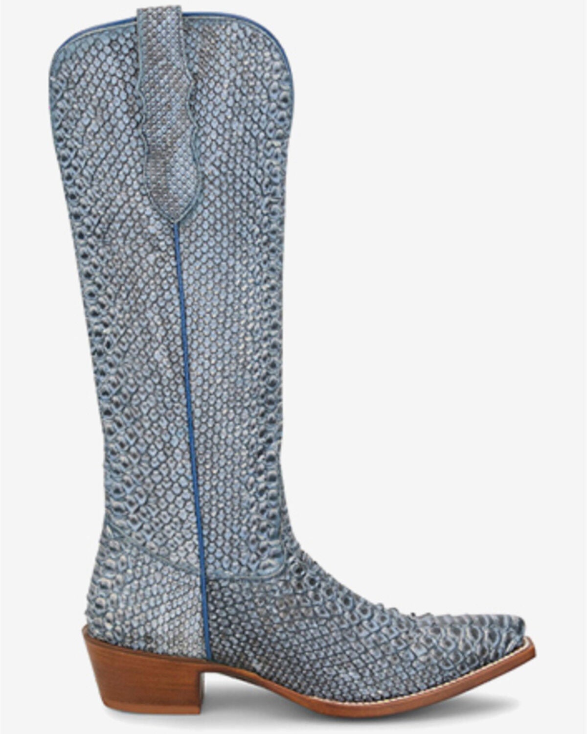 Image #2 - Tony Lama Women's Sadie Exotic Python Tall Western Boots - Snip Toe, Blue, hi-res
