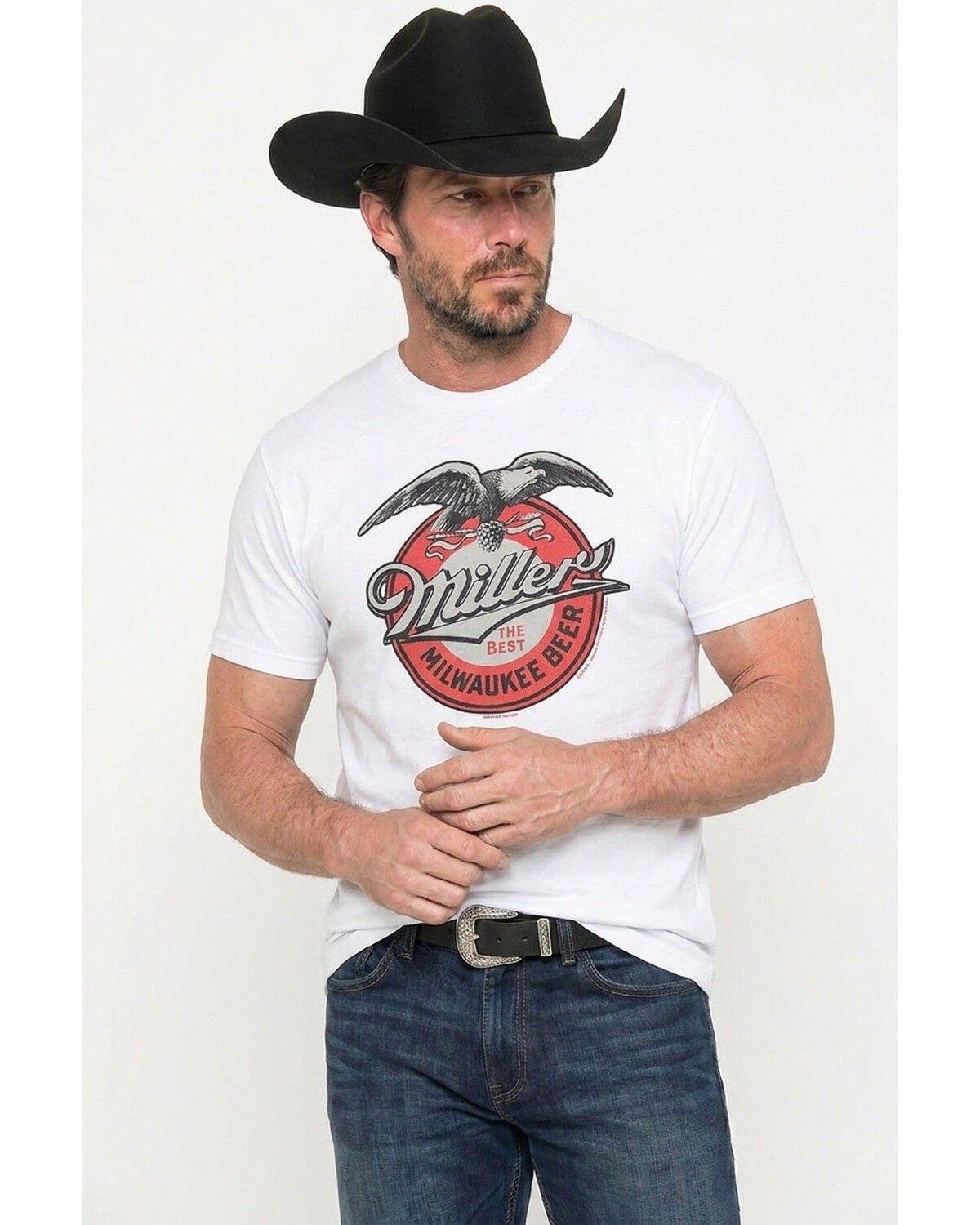 Image #1 - Miller Men's Retro Label Short Sleeve Graphic T-Shirt, White, hi-res