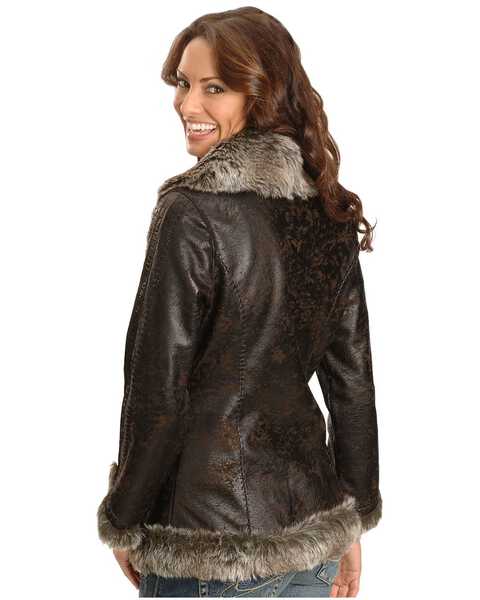 Image #3 - Scully Women's Faux Fur Shearling Jacket, Dark Brown, hi-res