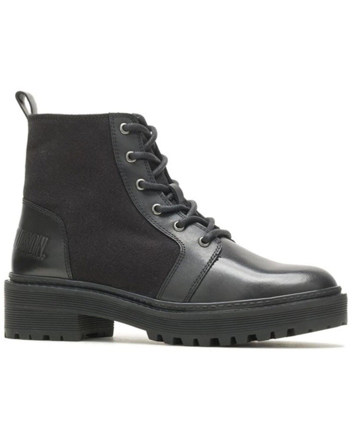 Image #2 - Harley Davidson Women's Valene Canvas 5" Lace-Up Moto Boots - Round Toe, Black, hi-res