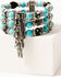 Image #1 - Shyanne Women's Silver Fringe & Turquoise Beaded Multilayered Stretch Cuff Bracelet, Silver, hi-res