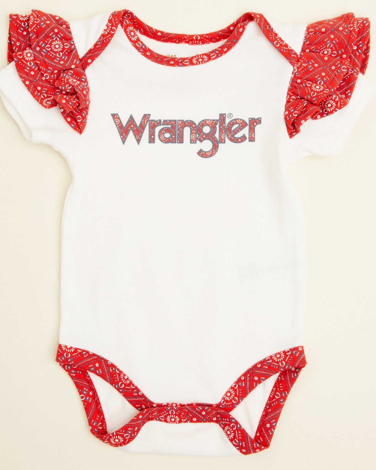 Image #1 - Wrangler Infant Girls' Logo Paisley Short Sleeve Snap Onesie, White, hi-res