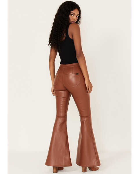 Brown Evyline high-rise flared leather trousers