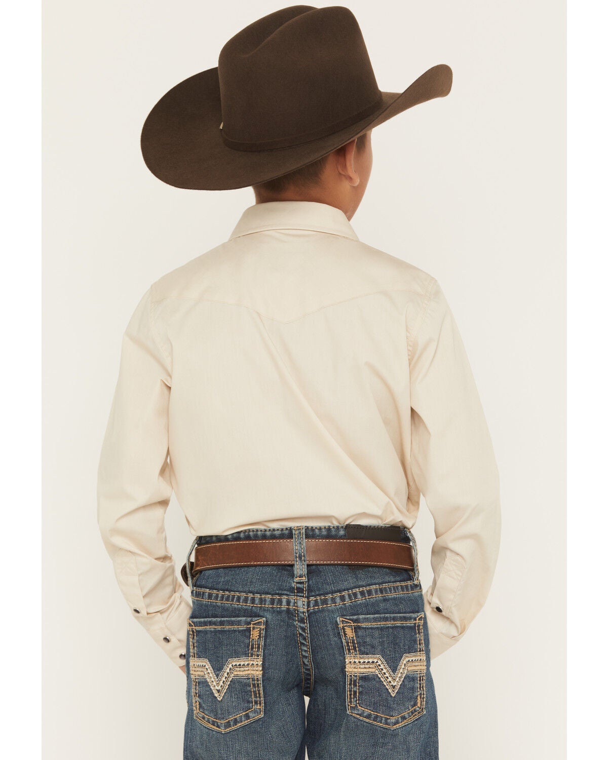 Gibson Trading Co Boys' Solid Basic Long Sleeve Pearl Snap Western Shirt