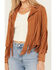 Image #3 - Blue B Women's Studded Fringe Faux Suede Jacket, Camel, hi-res