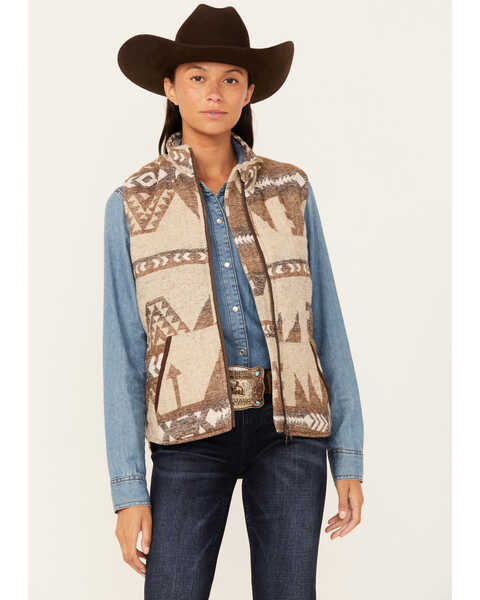 Outback Trading Co Women's Southwestern Print Tennessee Vest , Brown, hi-res