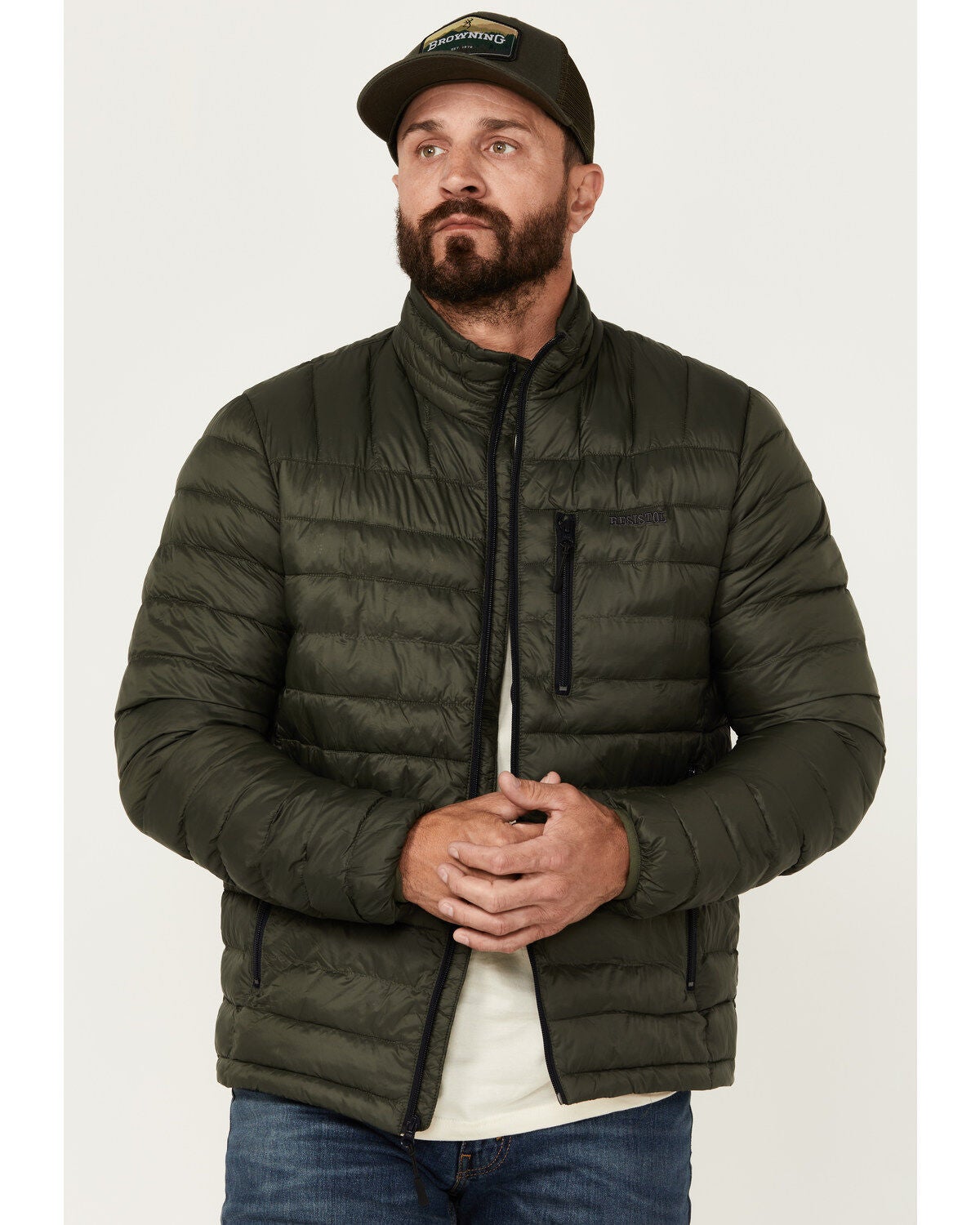 Resistol Men's Cold Bloq Puffer Jacket, Olive, hi-res