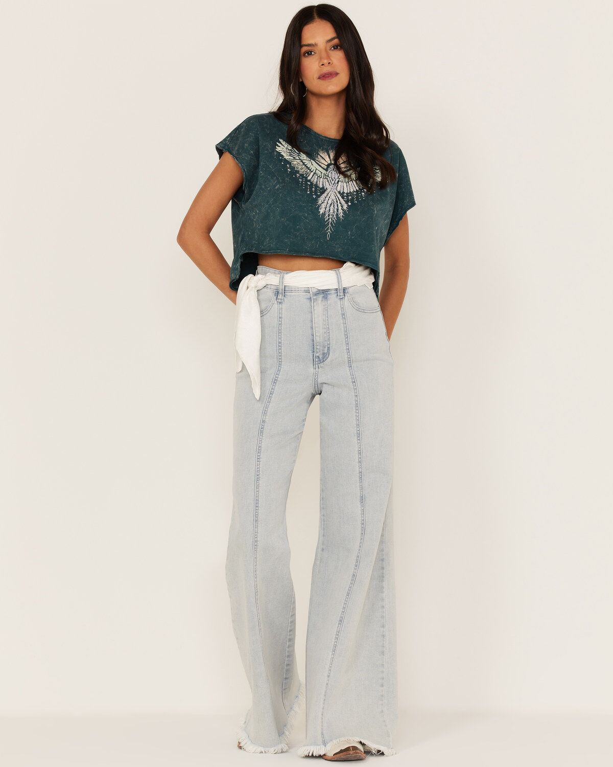 Image #2 - Shyanne Women's Southwestern Eagle Cropped Graphic Tee, , hi-res