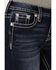 Image #4 - Miss Me Women's Dark Wash Mid Rise Feather Pocket Bootcut Stretch Denim Jeans, Dark Wash, hi-res