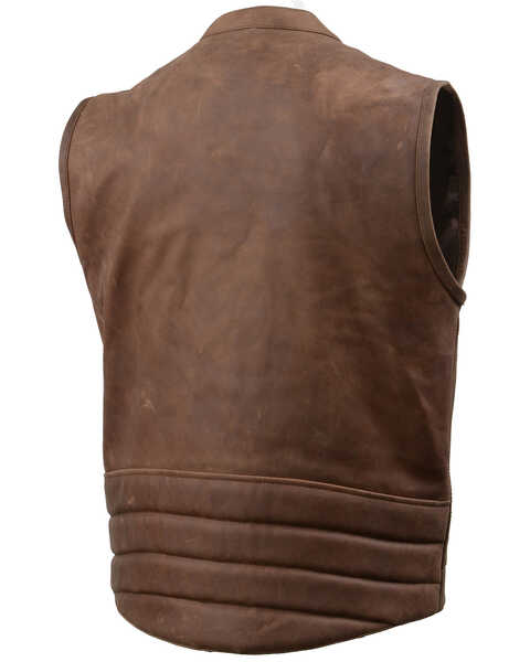 Image #2 - Milwaukee Leather Men's Rustler Concealed Carry Vintage Motorcycle Leather Vest, Brown, hi-res
