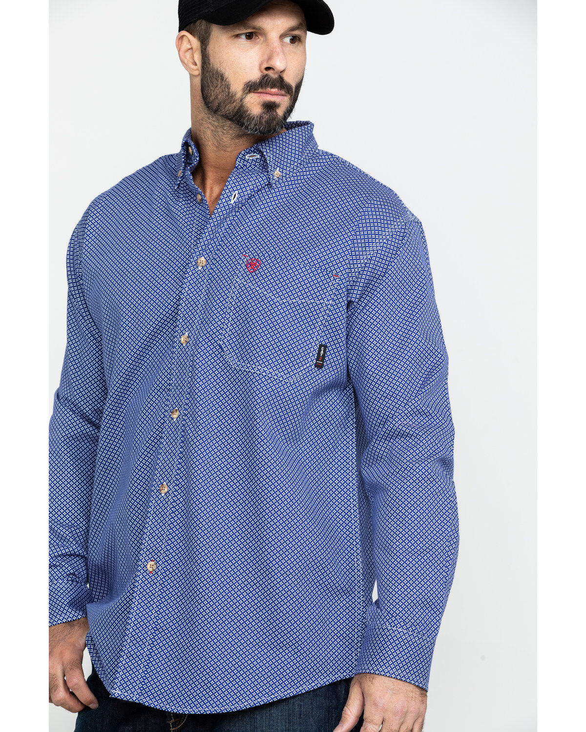 Image #3 - Ariat Men's FR Cobalt Print Liberty Long Sleeve Work Shirt, , hi-res