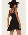 Image #4 - Wild Moss Women's Smocked Front Embroidered Mini Dress, Black, hi-res