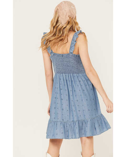 Image #4 - Ariat Women's Paisley Print Pursuit Denim Dress, Blue, hi-res
