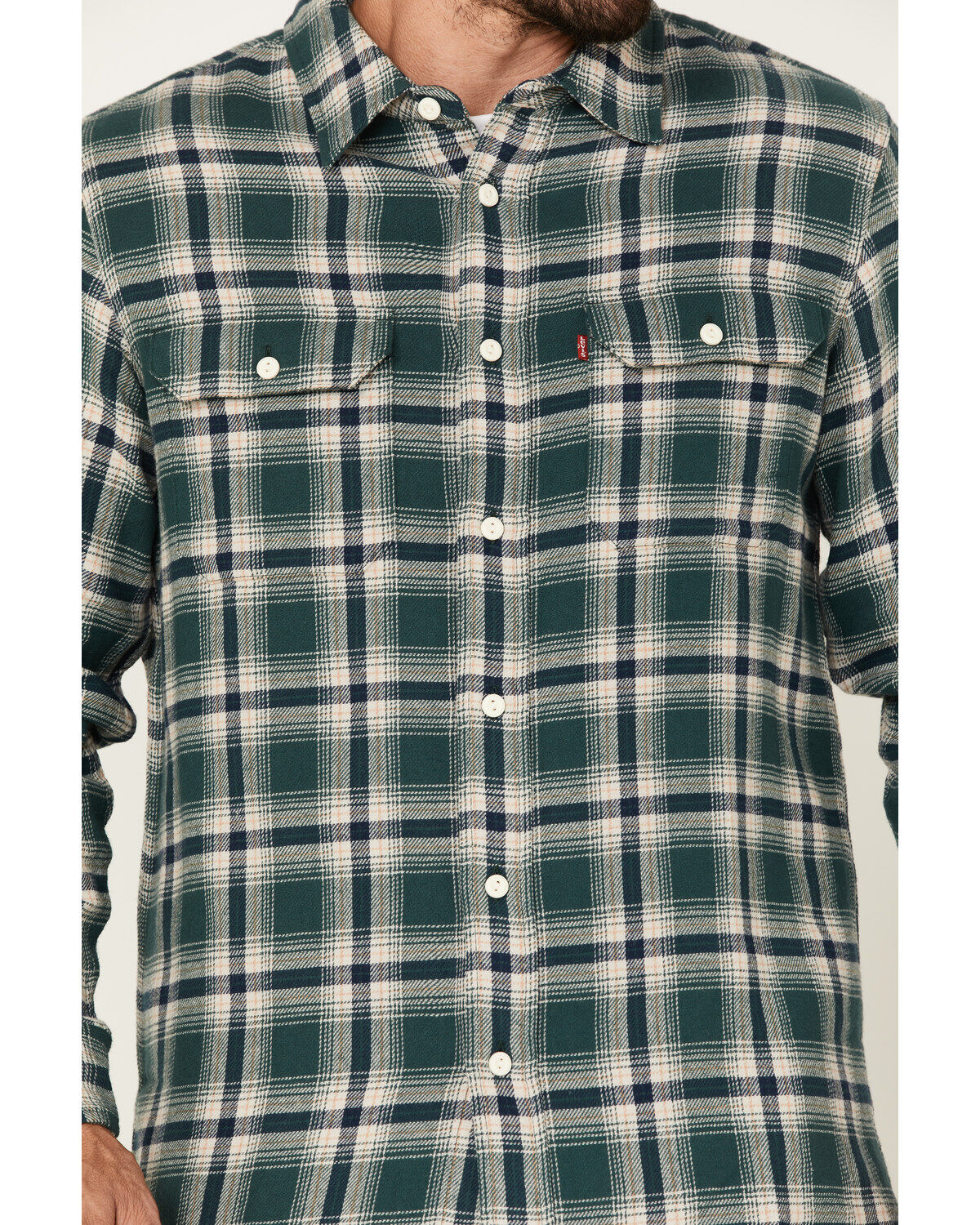 Image #3 - Levi's Men's Classic Worker Plaid Long Sleeve Button-Down Shirt, Dark Green, hi-res