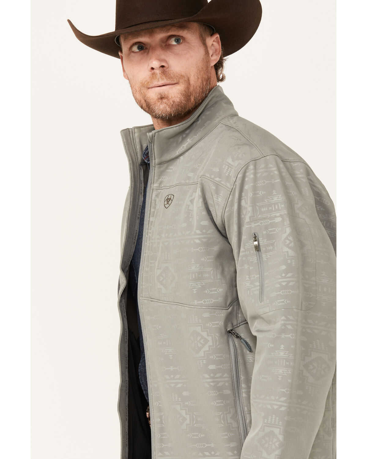 Image #2 - Ariat Men's Vernon 2.0 Softshell Southwestern Jacket - Big, Grey, hi-res