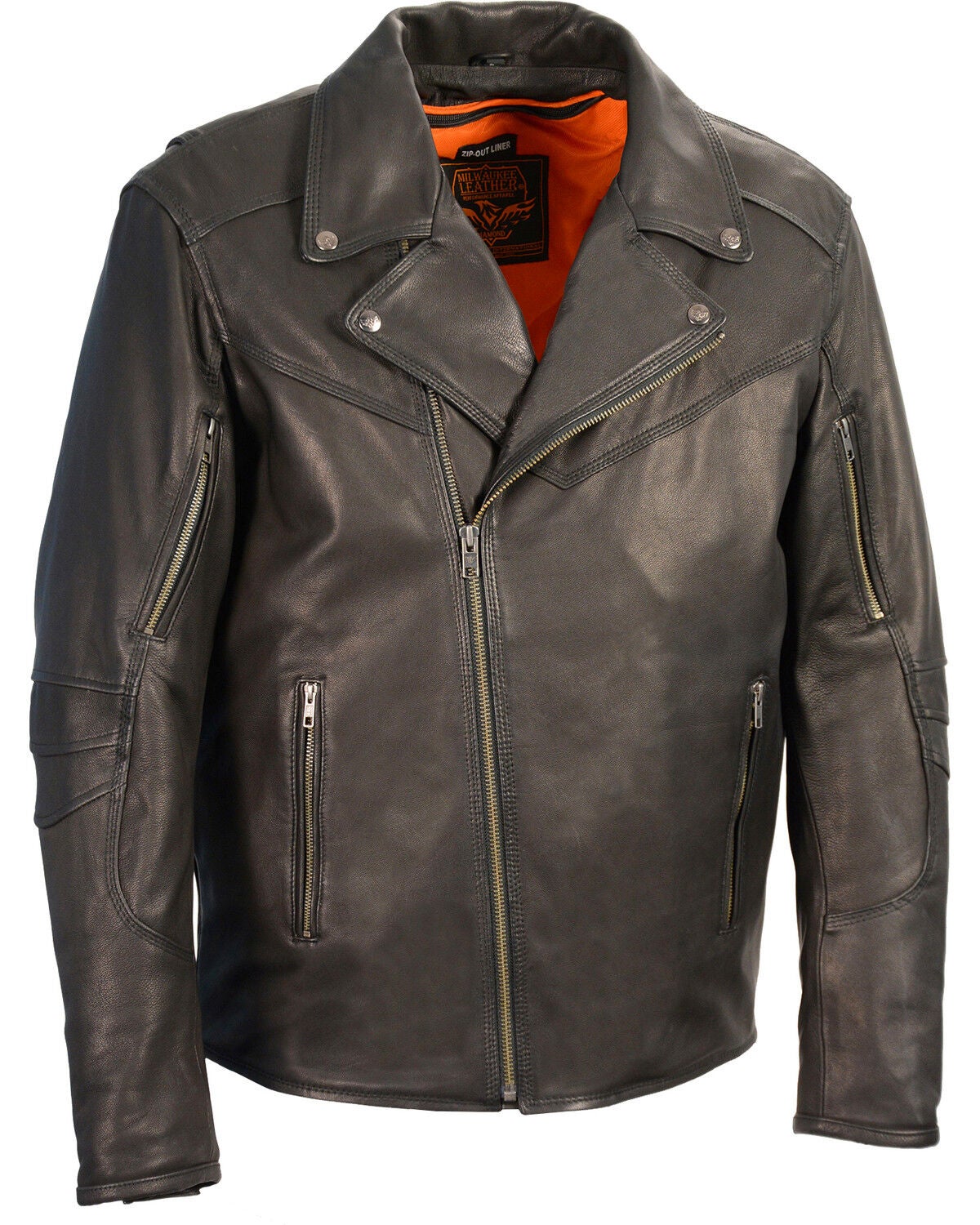 Milwaukee Leather Men's Lightweight Extra Long Biker Jacket - Big 5X, Black, hi-res