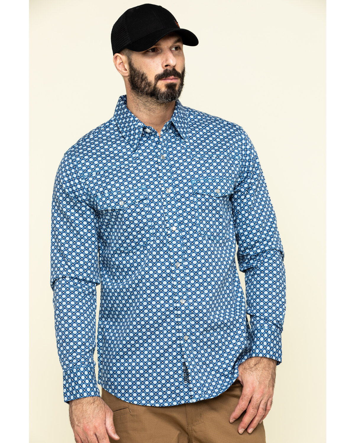 Image #1 - Rock & Roll Denim Men's FR Printed Medallion Twill Long Sleeve Work Shirt - Big , , hi-res
