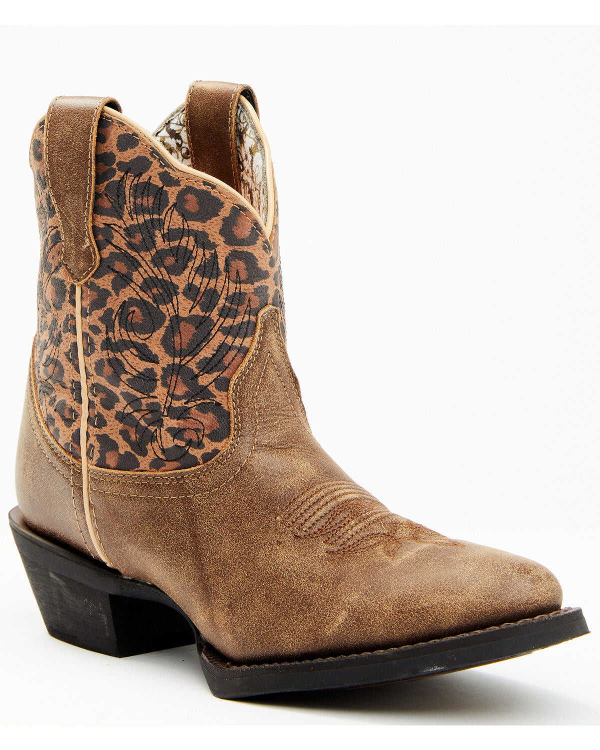 Laredo Women's Leopard Print Western Fashion Booties - Round Toe, Leopard, hi-res