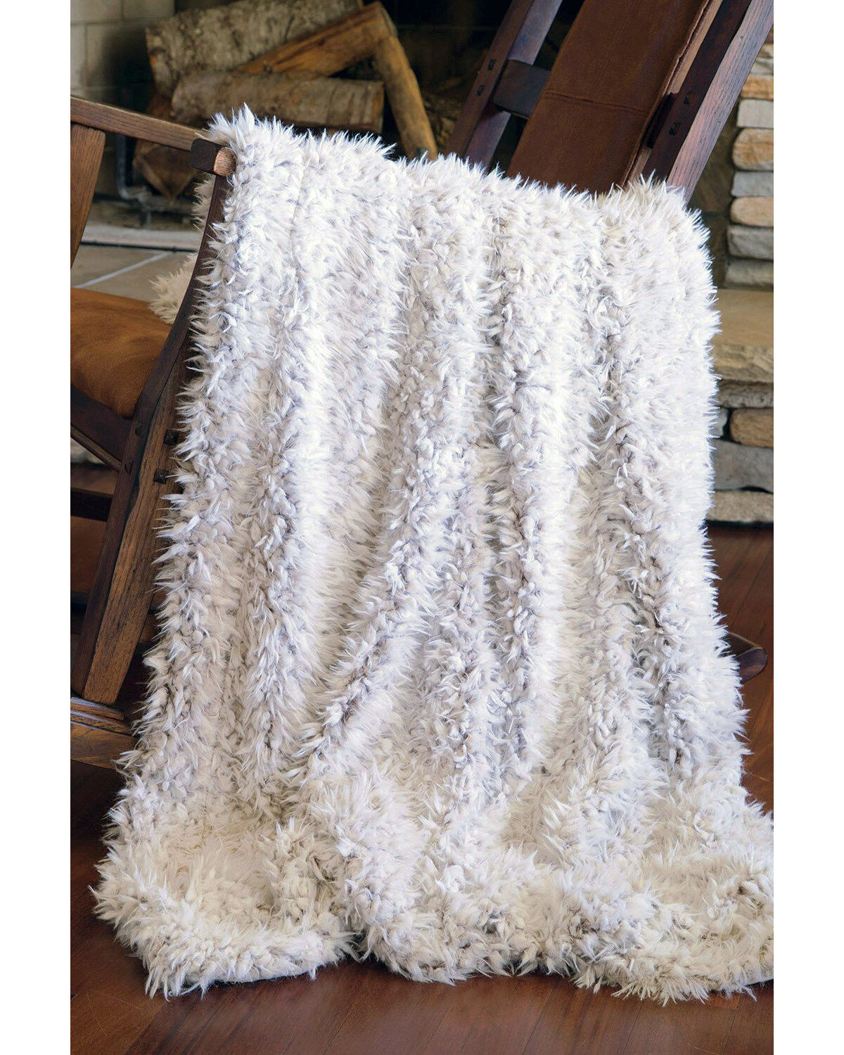 Image #1 - Carstens Home Off-White Shaggy Plush Faux Fur Throw Blanket, Off White, hi-res