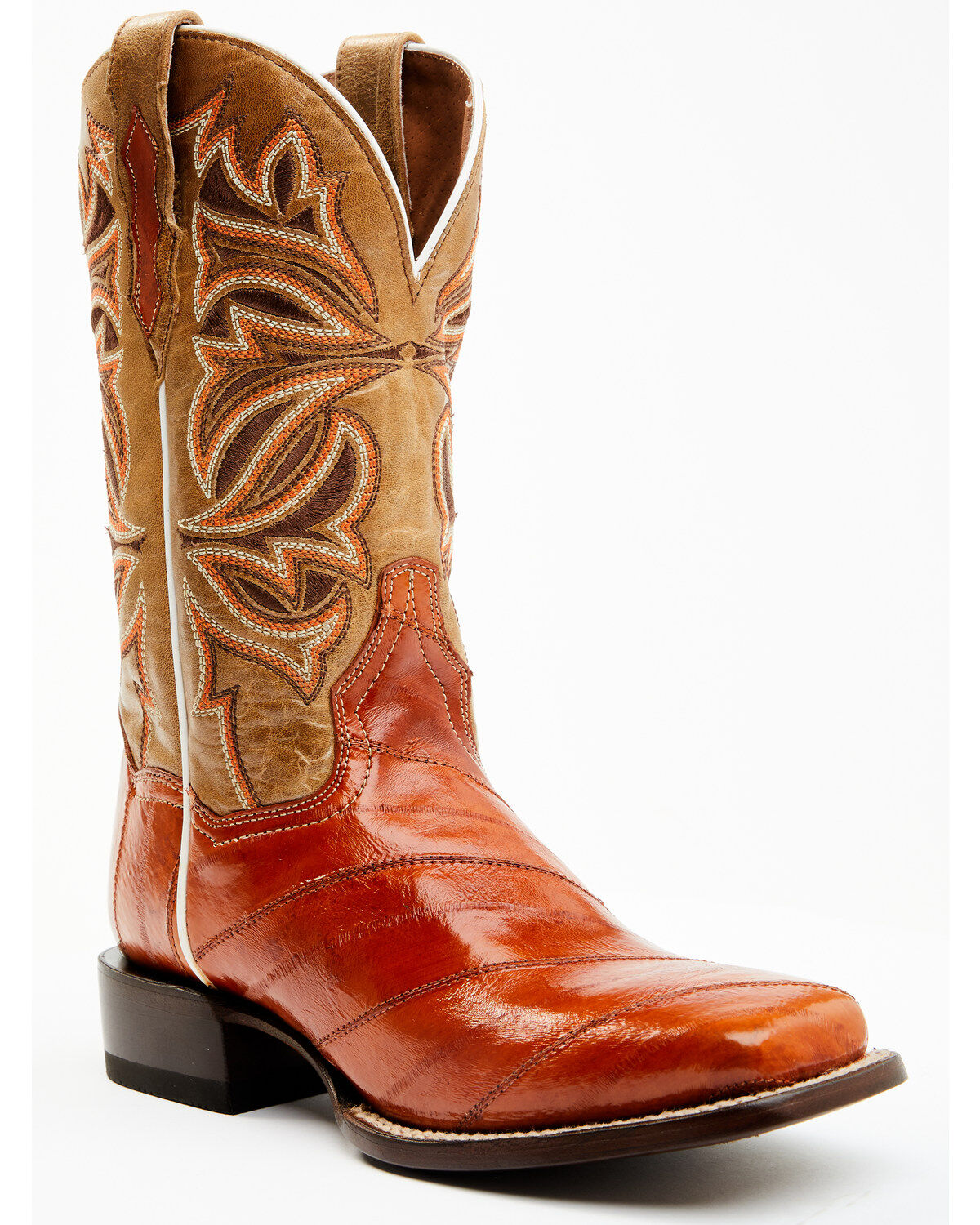 Image #1 - Dan Post Women's Peanut Exotic Eel Western Boot - Broad Square Toe, Brown, hi-res