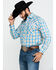 Wrangler Men's Plaid Ram Logo Long Sleeve Western Shirt , Blue, hi-res