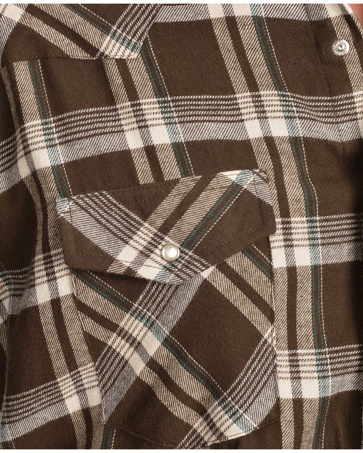 Image #2 - Wrangler Men's Assorted Plaid Print Long Sleeve Pearl Snap Flannel Western Shirt, Plaid, hi-res