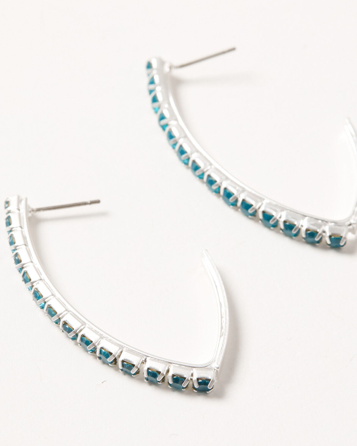 Image #1 - Lainey Wilson Women's Stone Pav&eacute; C Hoop Earrings, Silver, hi-res