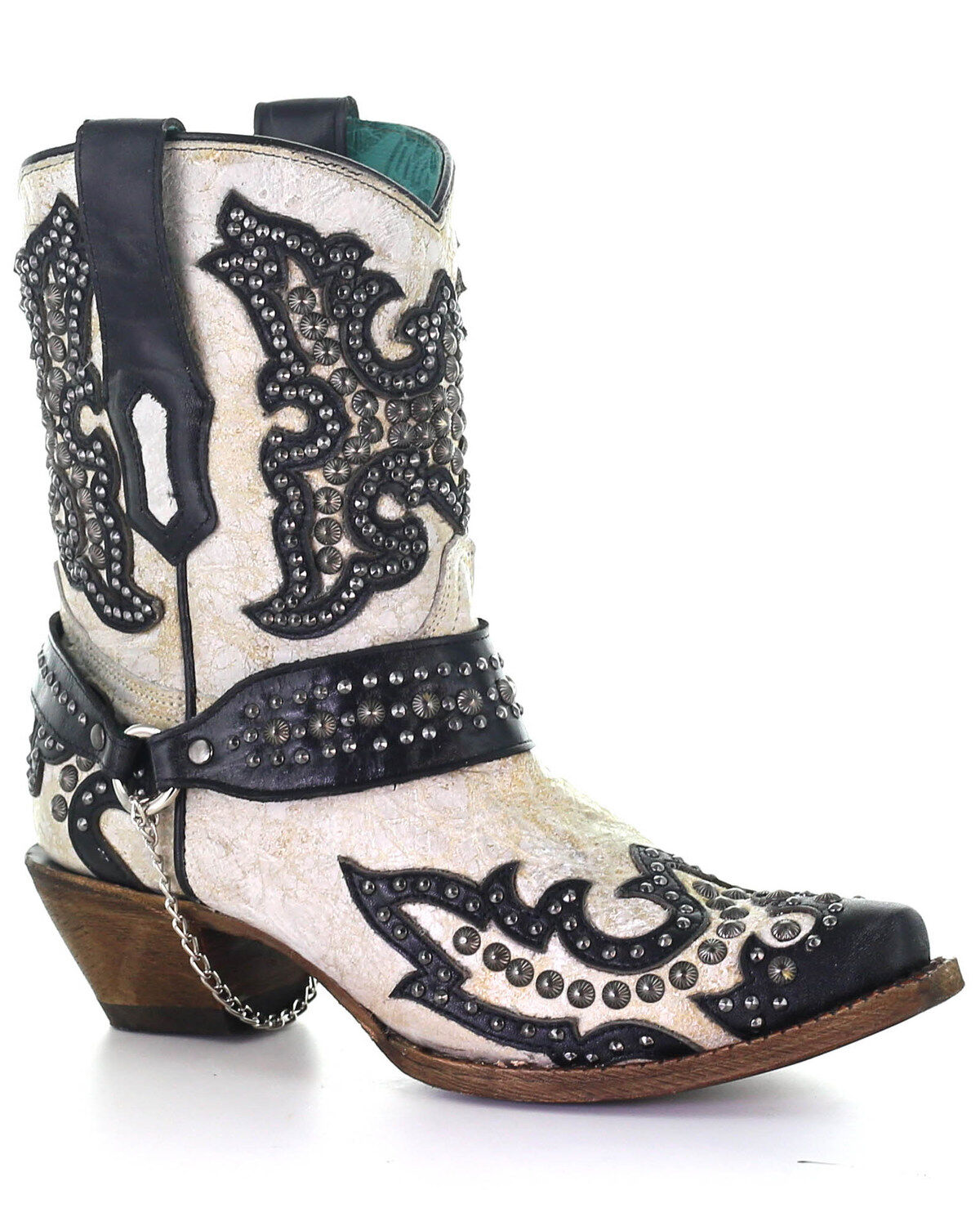 Image #1 - Corral Women's White Studs Western Boots - Snip Toe, Black/white, hi-res