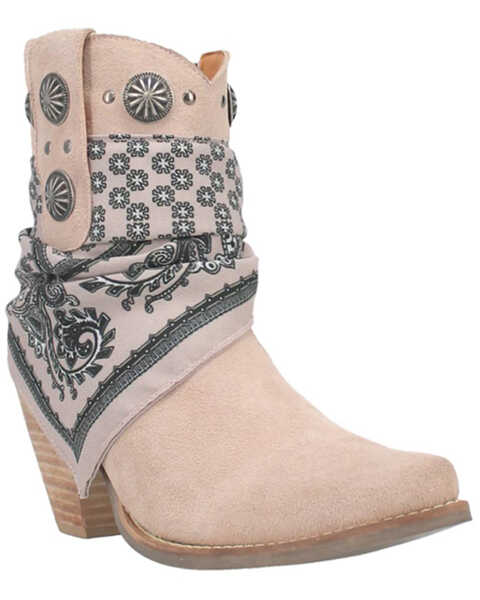 Dingo Women's Suede Bandida Western Booties - Medium Toe , Tan, hi-res