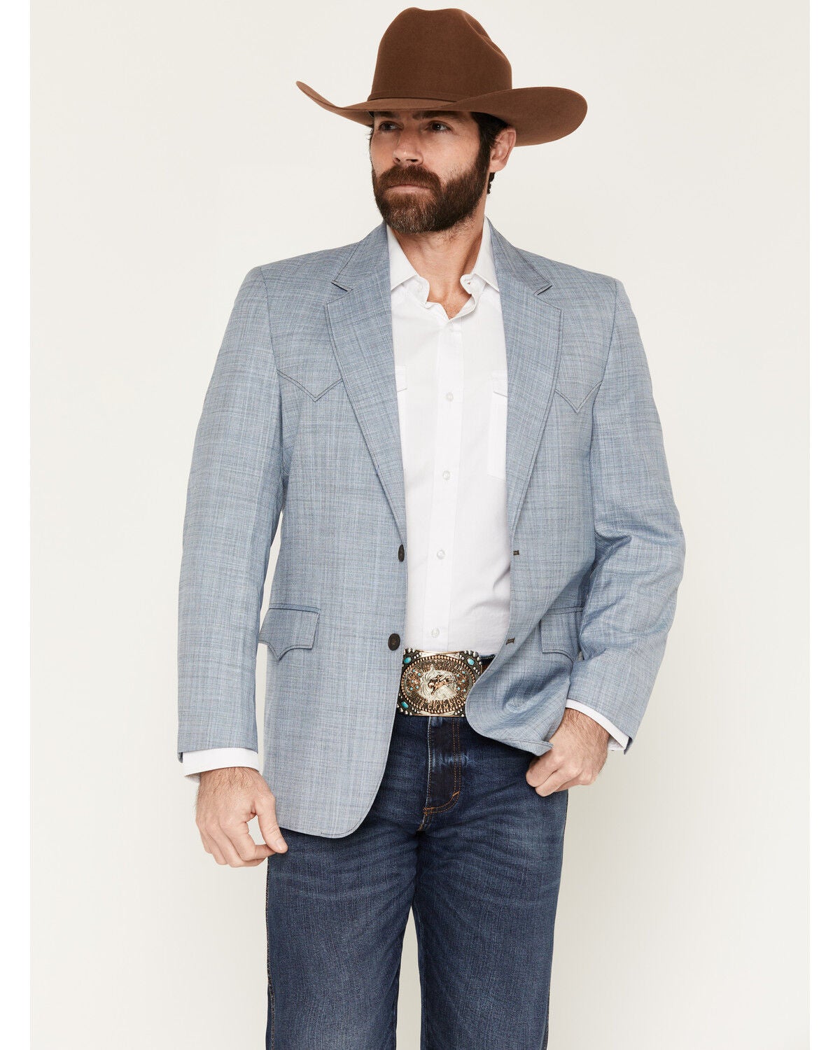 Circle S Men's Fort Worth Sport Coat, Heather Blue, hi-res