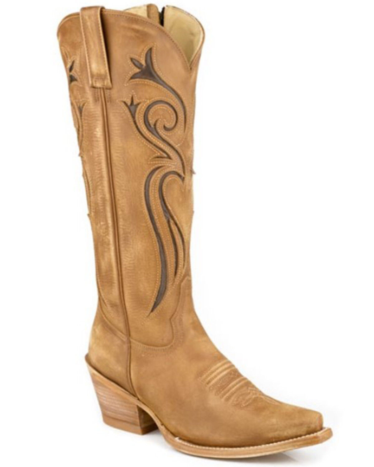 Image #1 - Stetson Women's Maci Tall Western Boots - Snip Toe, Brown, hi-res