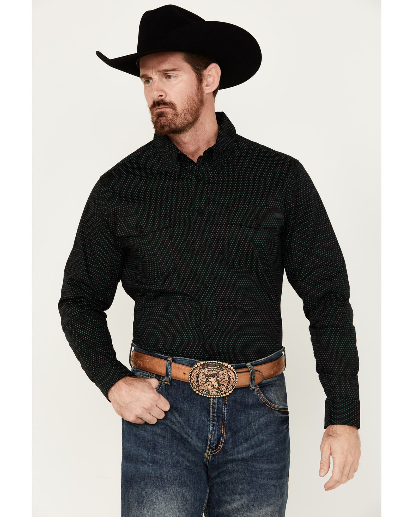 Justin Men s Boot Barn Exclusive JustFlex Diamond Geo Print Long Sleeve Button Down Western Shirt