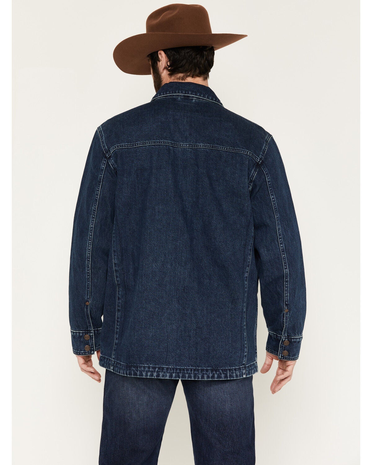 Image #4 - Wrangler Men's Dark Wash Unlined Chore Denim Jacket, Dark Wash, hi-res