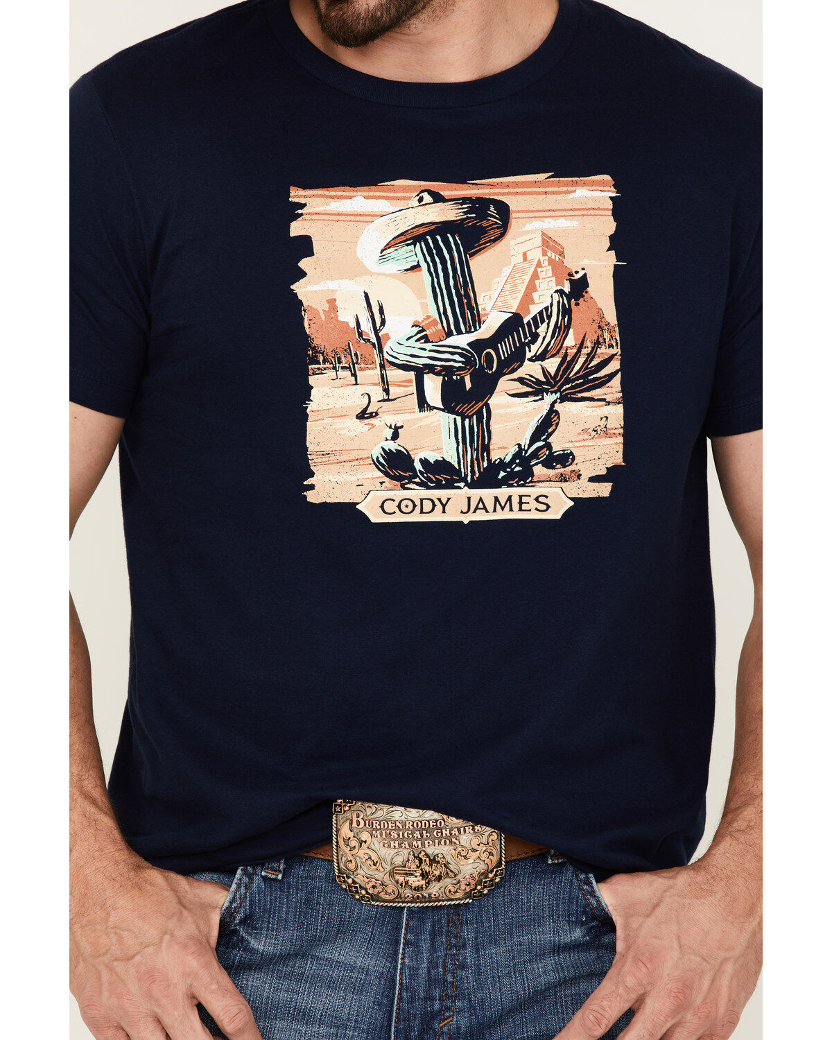 Image #3 - Cody James Men's Cactus Player Graphic Short Sleeve T-Shirt, Navy, hi-res