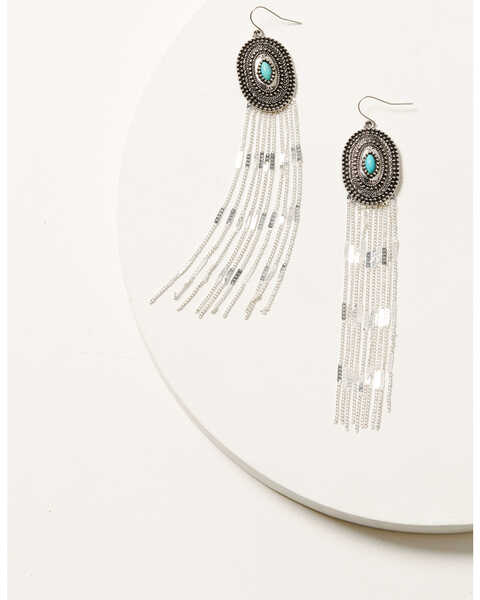 Cowgirl Confetti Women's Concho Chain Drop Earrings, White, hi-res