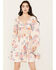 Angie Women's Long Sleeve Floral Mini Dress, Ivory, hi-res