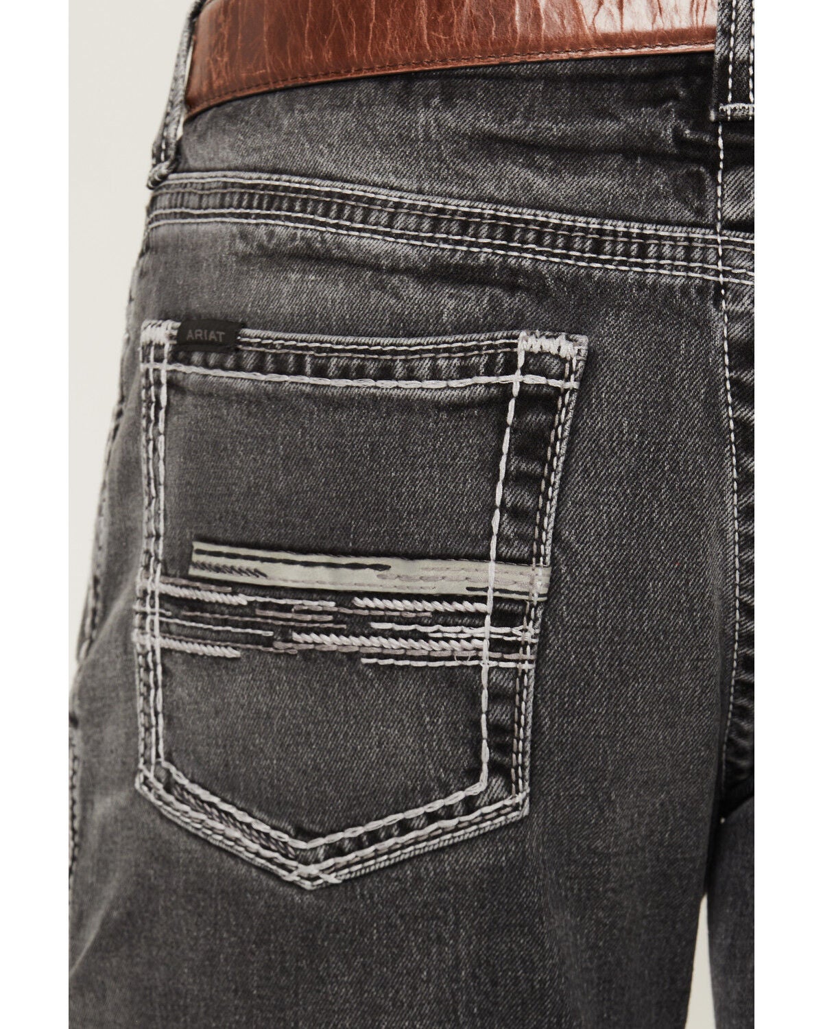 Image #4 - Ariat Men's M4 Ramiro Steven Washed Relaxed Bootcut Stretch Denim Jeans, Black, hi-res