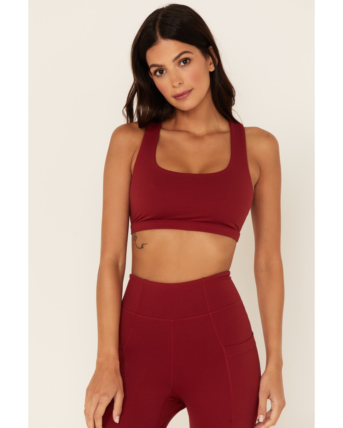 Idyllwind Women's Strappy Back Sports Bra, Burgundy, hi-res