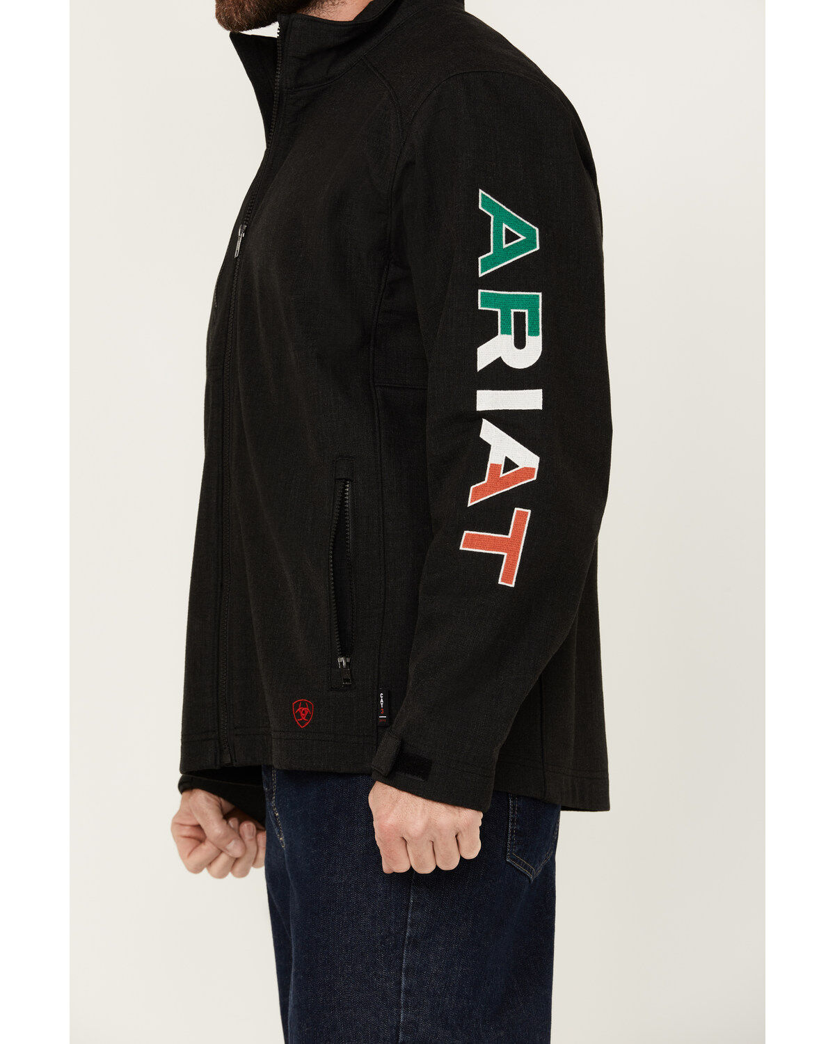 Image #3 - Ariat Men's FR Mexico Team Logo Softshell Jacket, Black, hi-res