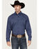 Image #1 - George Strait by Wrangler Men's Geo Print Long Sleeve Button-Down Western Shirt - Big, Dark Blue, hi-res