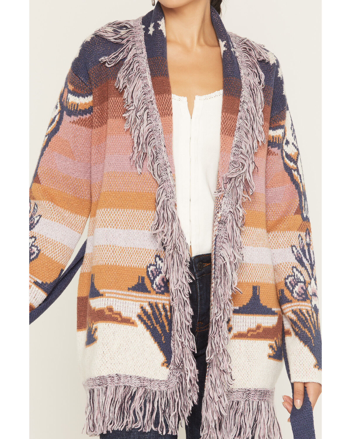 Image #3 - Idyllwind Women's Skyview Scenic Steerhead Cardigan, Dark Blue, hi-res