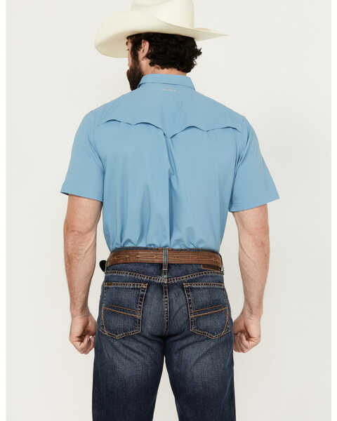 Image #4 - Ariat Men's VentTek Solid Short Sleeve Button-Down Performance Western Shirt , Steel Blue, hi-res
